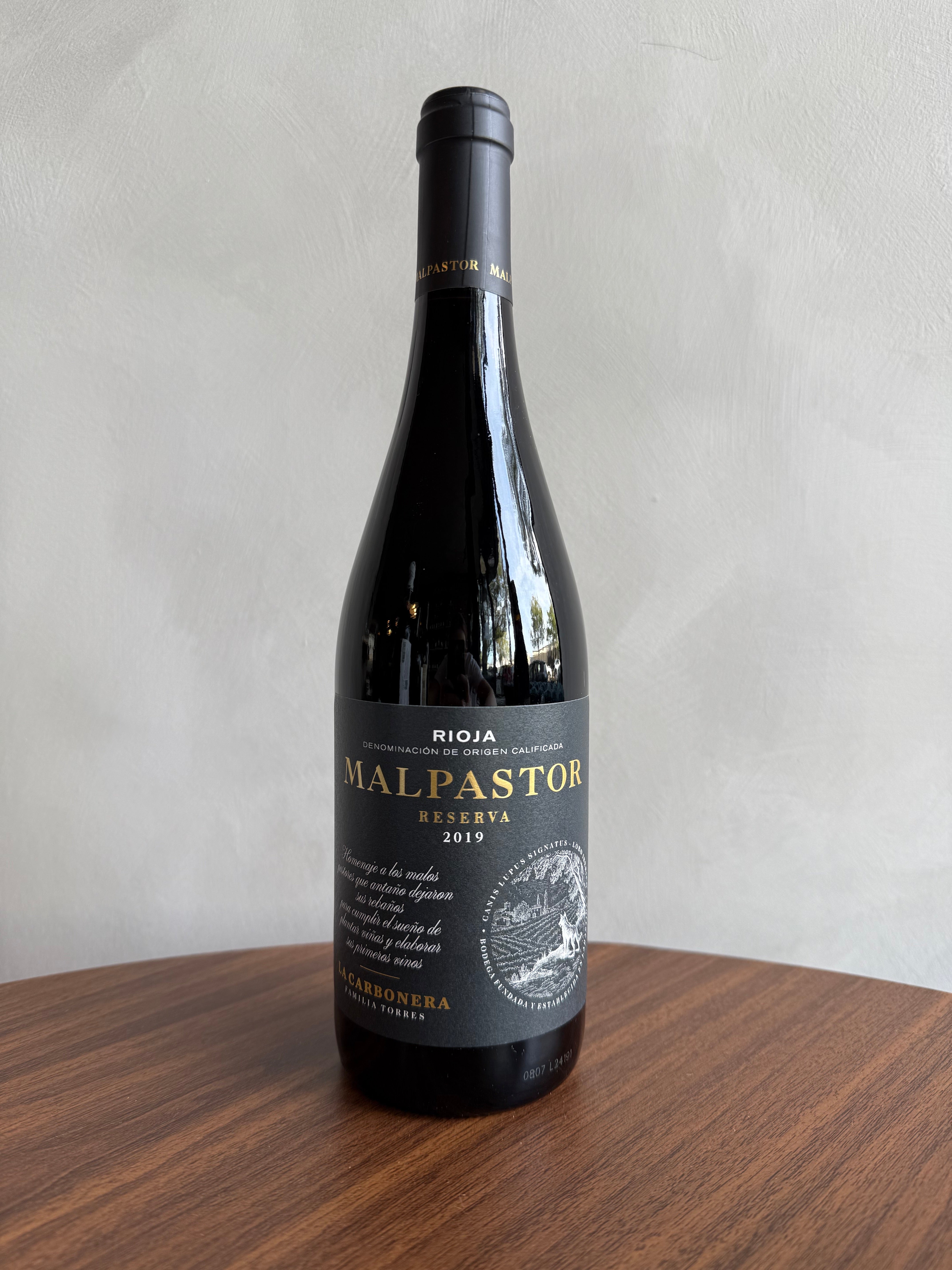 La Carbonera Malpastor Reserva DOCa Rioja 2019